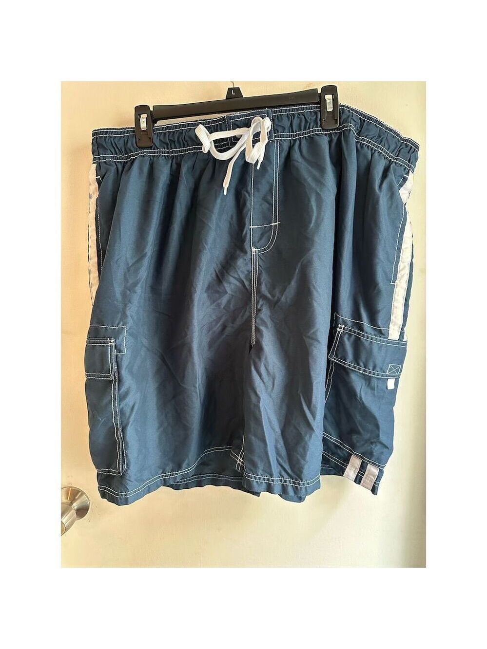 KANU Surf Men's 4XL Navy Swim Shorts with Drawstring & Cargo Pockets